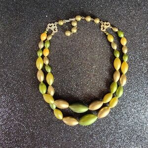 Elegant Green and Gold Beaded Necklace